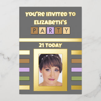 Sie sind eingeladen Geburtstagsparty 21 heute grau Folieneinladung