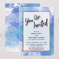 Sie sind eingeladen Gold Border Abstrakt Blue Spla