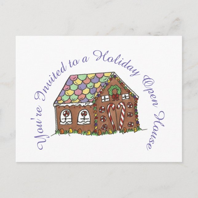 Sie sind eingeladen Holiday Gingerbread Open House Postkarte (Vorderseite)
