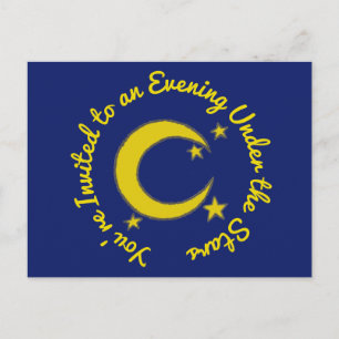 Sie sind eingeladen Night Sky Crescent Moon Stars  Einladungspostkarte
