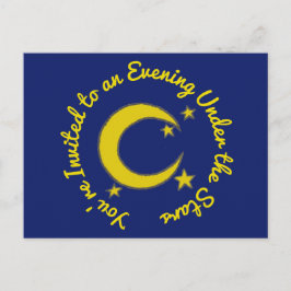 Sie sind eingeladen Night Sky Crescent Moon Stars  Einladungspostkarte