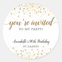 Sie sind eingeladen Party Gold Confetti Dots Gebur