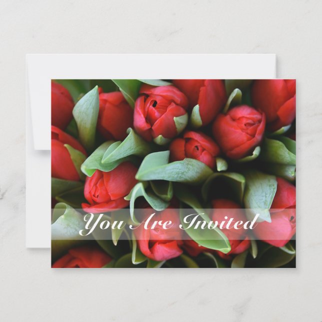 Sie sind eingeladen Red Tulips Bouquet Wedding Ein Einladung (Vorderseite)