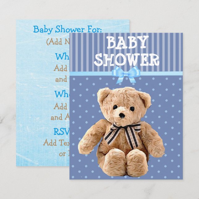Sie sind eingeladen, Teddy Bear Baby Shower Einlad Einladung (Vorne/Hinten)