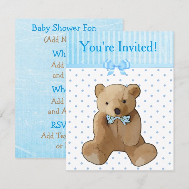 Sie sind eingeladen, Teddy Bear Baby Shower Einlad Einladung (Vorne/Hinten)