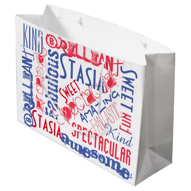 Sie sind fantastisch! Rotes weißes und blaues Große Geschenktüte (Rückseite Schrägansicht)