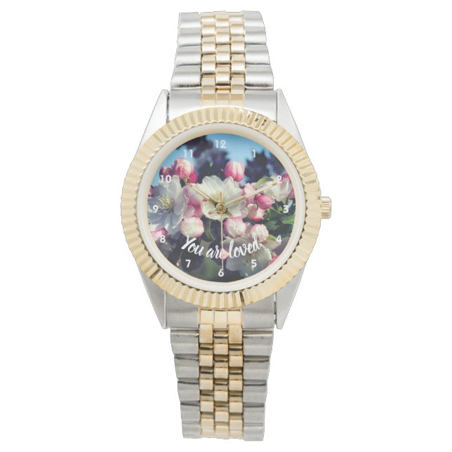 Sie sind geliebte Blüten Inspiration Armbanduhr (Vorderseite)