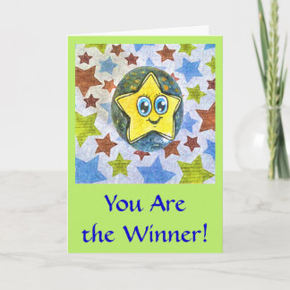 Sie sind Gewinner, Cartoon Star Grußkarte Karte