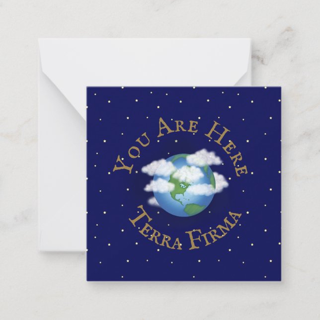 "Sie sind hier - Terra Firma" Humorischer Planet E Mitteilungskarte (Vorderseite)
