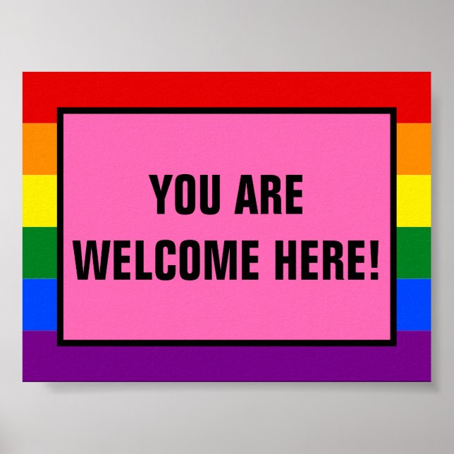 Sie sind hier willkommen, LGBTQ Kunden-Rainbow-Pri Poster (Vorne)