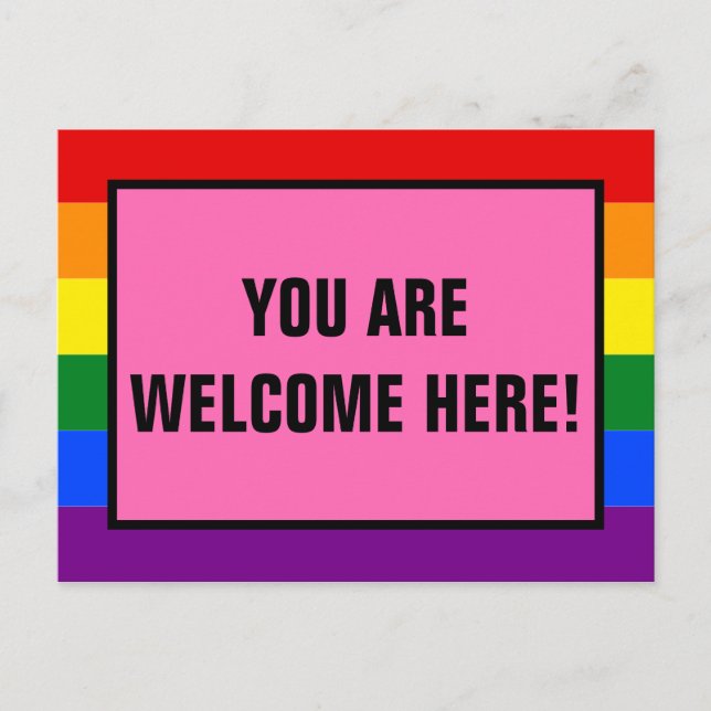 Sie sind hier willkommen, LGBTQ Kunden-Rainbow-Pri Postkarte (Vorderseite)