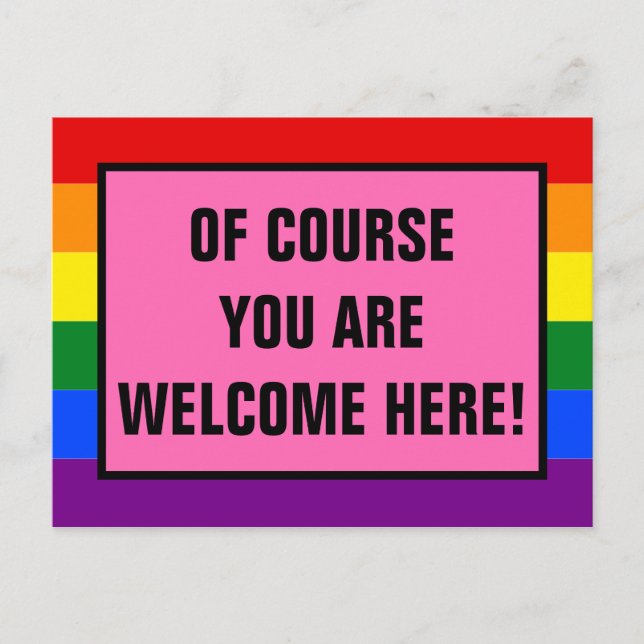 Sie sind hier willkommen, LGBTQ Kunden-Rainbow-Pri Postkarte (Vorderseite)