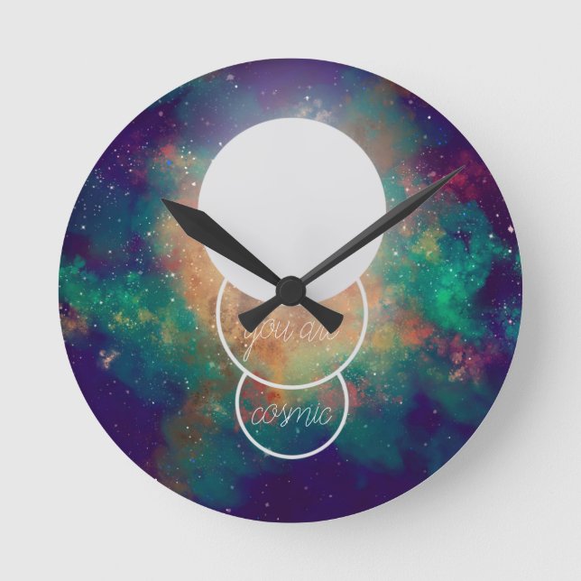 Sie sind kosmischer Nebel Vollmond Runde Wanduhr (Vorderseite)