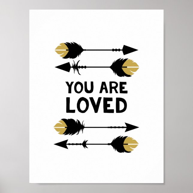 Sie sind lieben - Schwarz und Gold - Poster Print (Vorne)