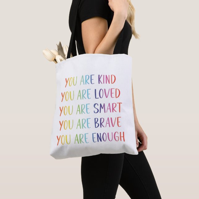 Sie sind lieblich Spaß Regenbogen positive Affirma Tasche (Von Nahem)