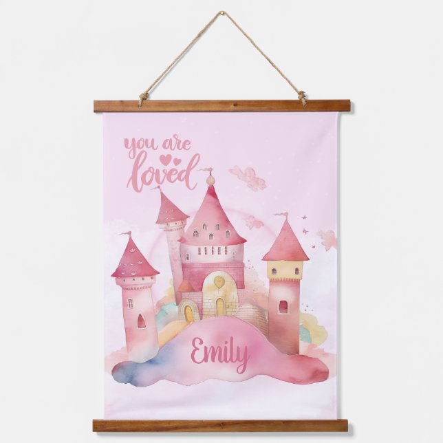 Sie sind Love Palace Pink Cloud anpassbar Wandteppich Mit Holzrahmen (Vorderseite)