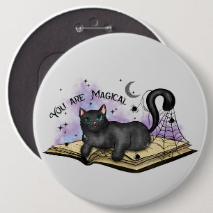 Sie sind magisch - mystisch schwarze Katze und Vin Button