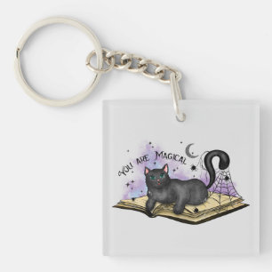 Sie sind magisch - mystisch schwarze Katze und Vin Schlüsselanhänger