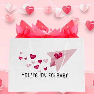 Sie sind mein ewig Niedliches rosa Flugzeug & Herz Große Geschenktüte