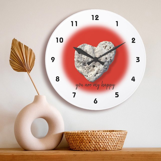 Sie sind mein glückliches Zitat Hawaii Coral Heart Große Wanduhr (Von Creator hochgeladen)