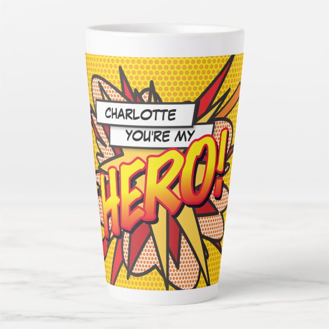 Sie sind mein HERO Fun Retro Comic Buch Pop Kunst Milchtasse (Vorderseite)