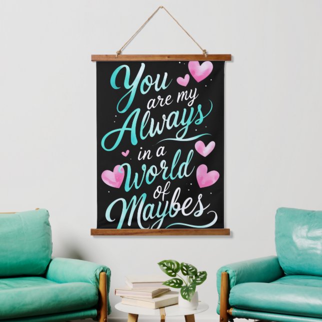 Sie sind mein Immer" - Romantisches Zitat Wandteppich Mit Holzrahmen (Wohnzimmer)