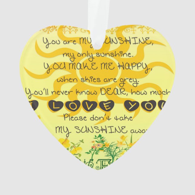 Sie sind mein Sonnenschein mit Blumen im Gelb Ornament (Rückseite)