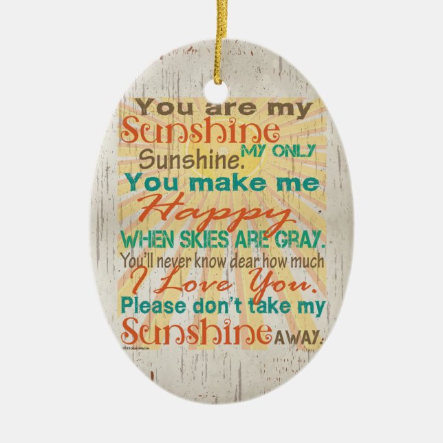 Sie sind mein Sonnenschein Orange/Aquamarin/Creme Keramik Ornament (Vorne)