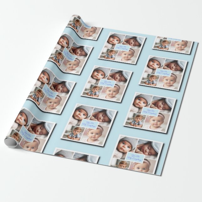 Sie sind meine Alles-Foto-Collage auf blau Geschenkpapier (Ungerollt)