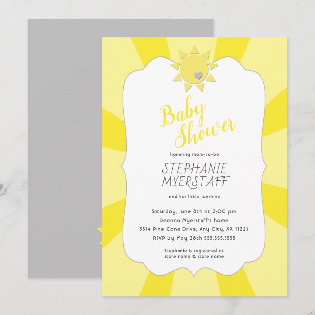 Sie sind meine Sonnenschein-Babyparty, neutrales Einladung (Vorne/Hinten)