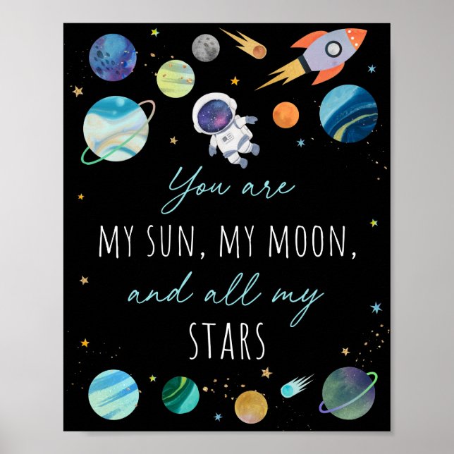 Sie sind meine Sun Moon Stars Space Blue & Gold Poster (Vorne)