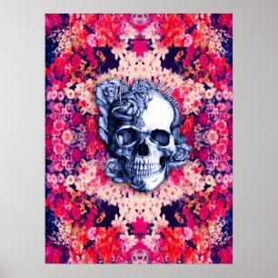 Sie sind nicht hier buntes Blumenschädelplakat Poster