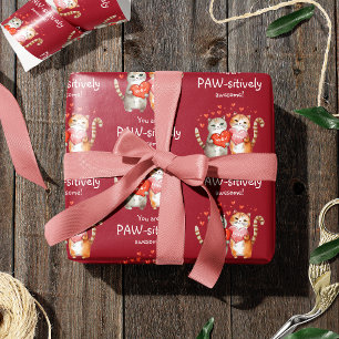 Sie sind pawsitiv Phantastisch rot und rosa Geschenkpapier