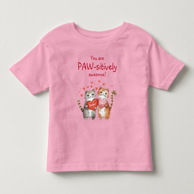 Sie sind pawsitiv Phantastisch Rot und Rosa Katze Kleinkind T-shirt (Vorderseite)