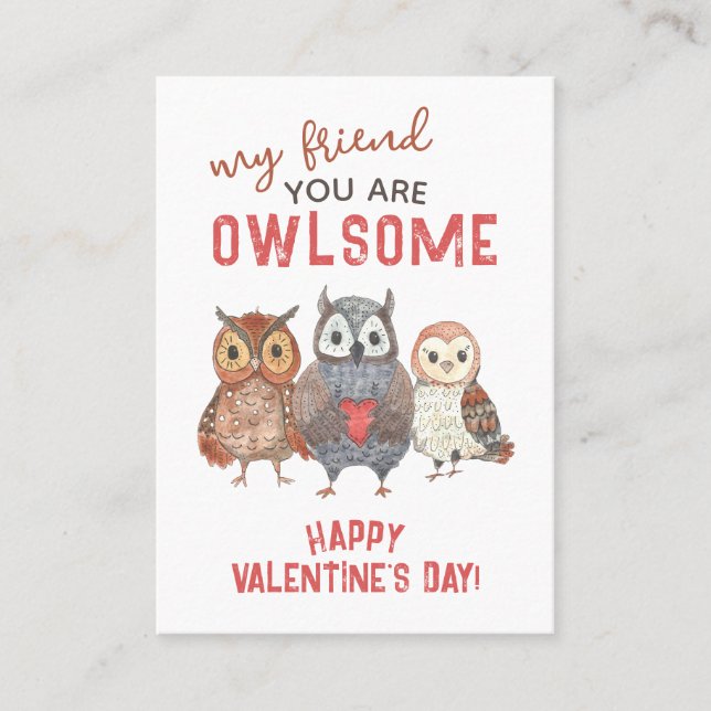 Sie sind Phantastische Owls-Klasse Valentine Card  Telefonnummerkarte (Vorderseite)