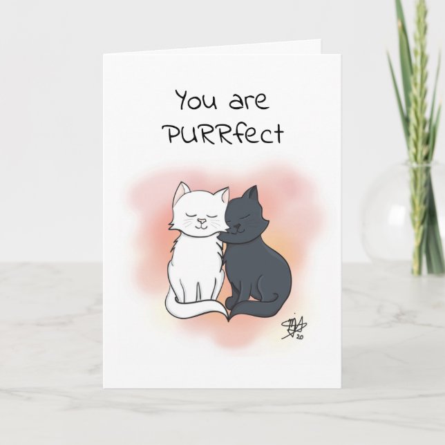 Sie sind Purfect Cartoon Cats Valentine Card Karte (Vorderseite)
