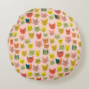 Sie sind Purrfect! Niedliches buntes Katzen-Muster Rundes Kissen