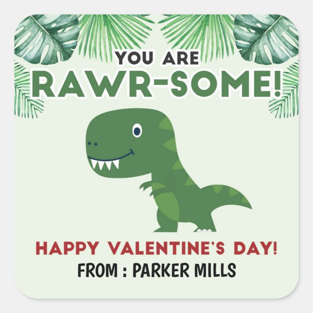 Sie sind Rawrsome - Dinosaur Valentine Sticker (Vorderseite)