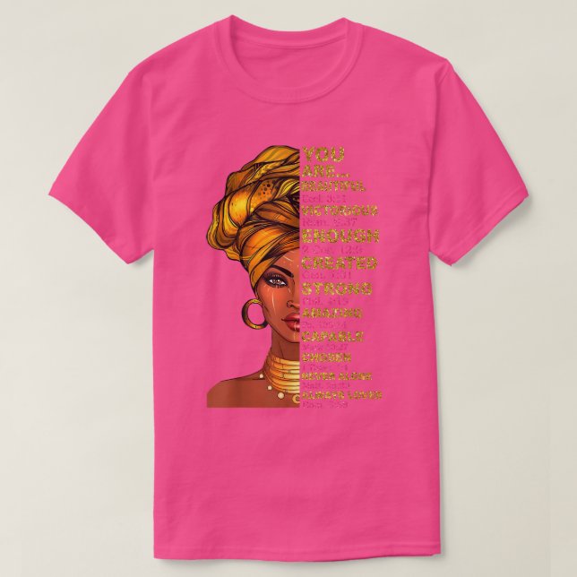 Sie sind schöne schwarze Frau Melanin Queen Black  T-Shirt (Design vorne)