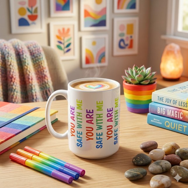 Sie sind sicher bei mir - klassische Affirmation-T Kaffeetasse (Von Creator hochgeladen)