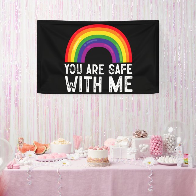 Sie sind sicher mit meinem LGBTQ-Stolz Monat Regen Banner (Party)