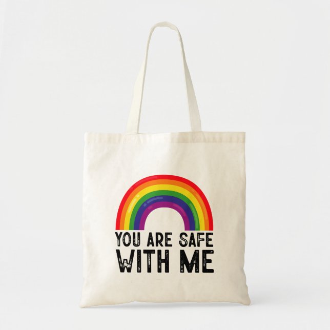 Sie sind sicher mit meinem LGBTQ-Stolz Monat Regen Tragetasche (Vorne)