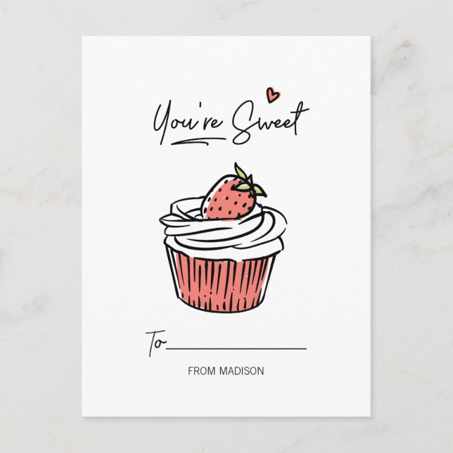 Sie sind süße Cupcake-Klasse Valentine Postkarte (Vorderseite)