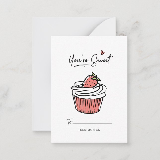 Sie sind Sweet Cupcake Klasse Valentine Card 100p Mitteilungskarte (Vorderseite)