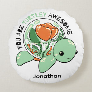 Sie sind Turtley Phantastische Blume Sukkuline Tur Rundes Kissen