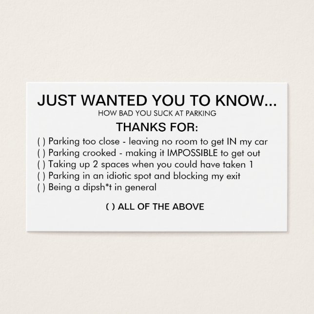 SIE SIND ZUM KOTZEN AM PARKEN (Vorderseite)