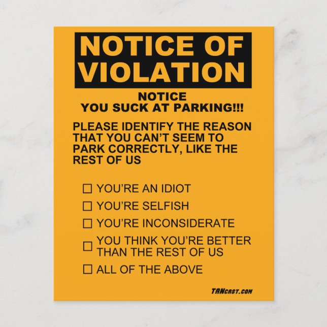 Sie Sind zum Kotzen am Parkschein Flyer (Vorne)