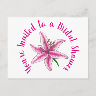 Sie sind zur Pink Lily Flower Bridal Shower eingel Einladungspostkarte