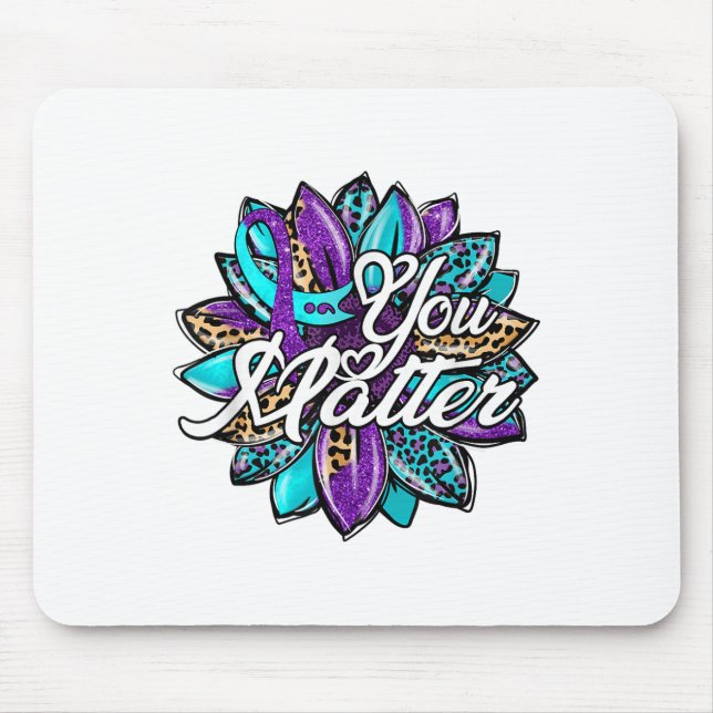 Sie Sonnenblumen Semicolon Leopard Suizidpräventio Mousepad (Vorne)