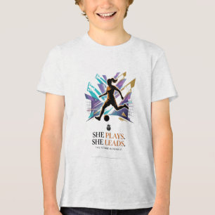 Sie spielt, sie führt - zukünftiger weiblicher Fuß Tri-Blend Shirt